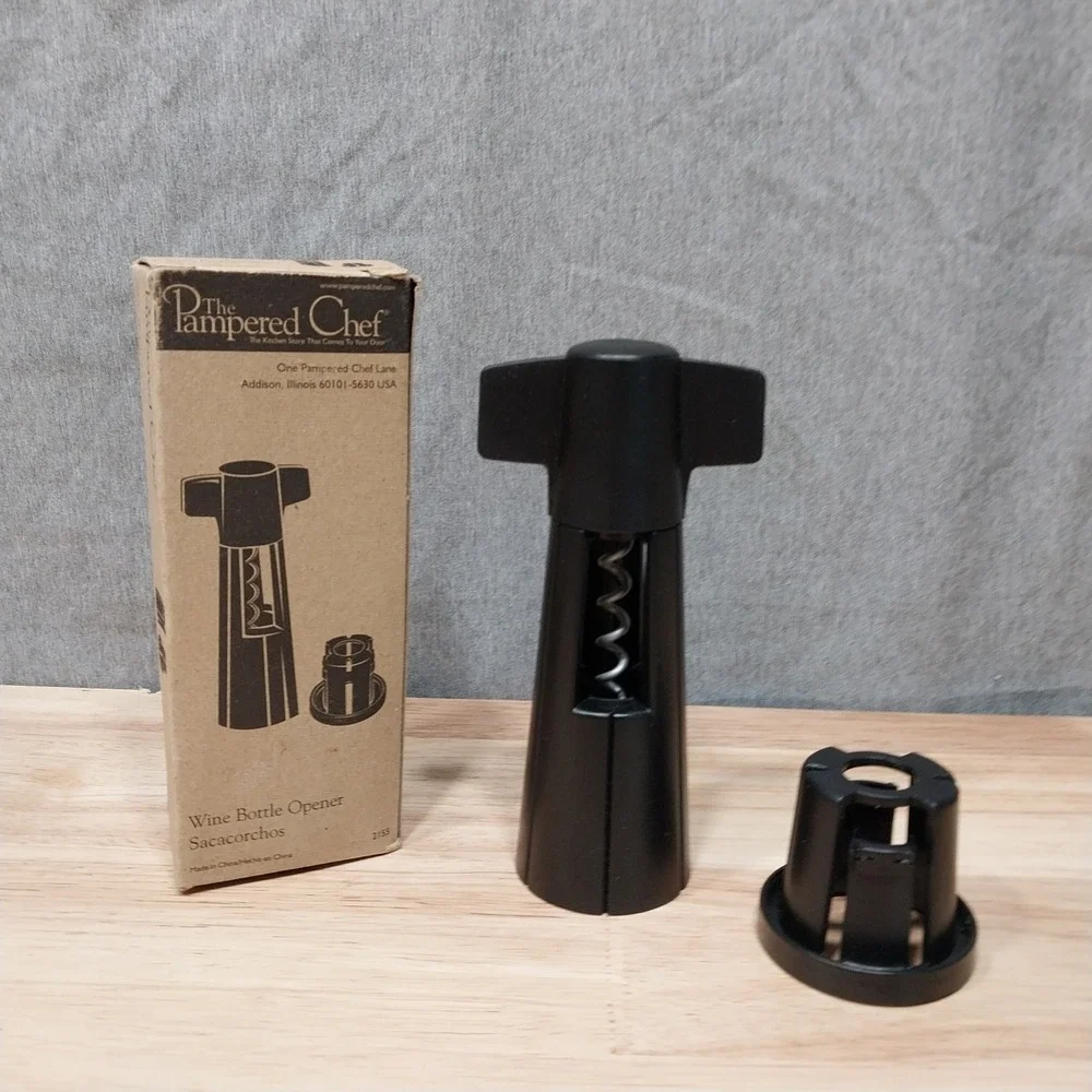 Pampered Chef Wine Bottle Opener Sacacorchos 2155 Barware Black